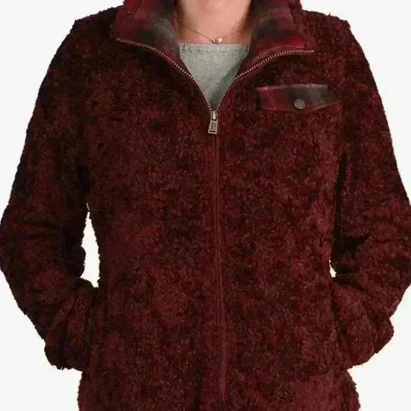 Pendleton Jacket Fuzzy Full Zip Burgundy - Picture 1 of 10